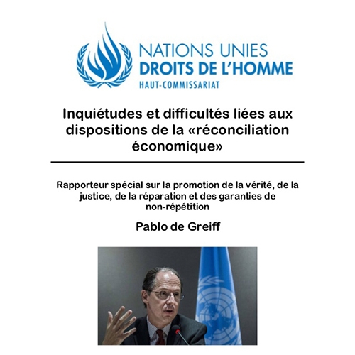 Rapport de l&rsquo;Inquiétudes et difficultés liées aux dispositions de la «réconciliation économique»