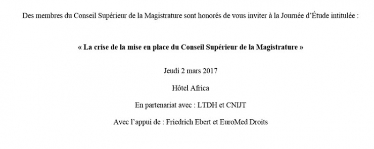 Journée d&rsquo;étude:   » La crise de la mise en place du Conseil Supérieur de la Magistrature »
