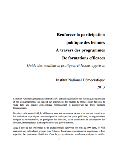 Renforcer la participation politique des femmes À travers des programmes De formations efficaces