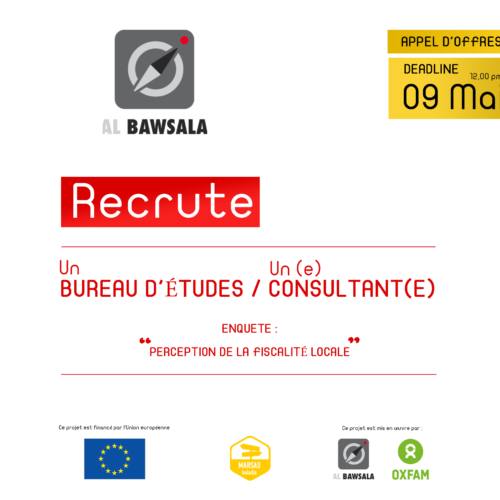 Al Bawsala recrute un bureau d&rsquo;étude/un consultant « Enquête quantitative sur la perception du citoyen de la fiscalité locale »