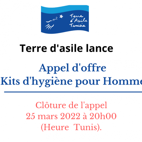 Appel d’offres   Kits d’hygiène Hommes-Terre d’Asile Tunisie